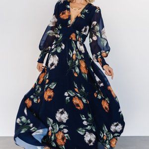 Baltic Born - Olivia Maxi Dress | Midnight Navy Floral - L